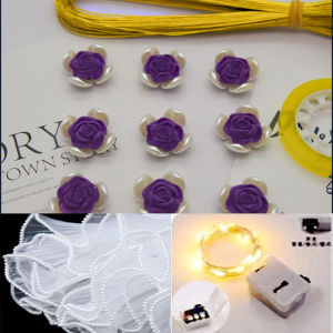 Handmade DIY Romantic Flocking Rose Material Package Beaded Lotus Leaf Bottle TikTok Decoration Bouquet Decoration Teachers Day