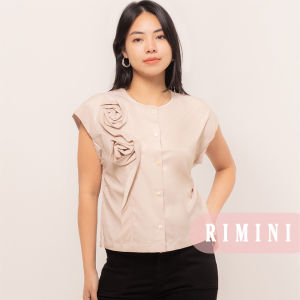 RIMINI - Atasan Katun Premium Tanpa Lengan Flower Cap Sleeves  Size XS-XL - Tania Top CC32914