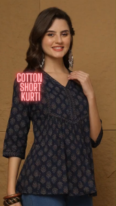 DEBAYU Nayo Brand Cotton Short Kurti for Ladies with Ethnic Design Tunic Blouse Size M to XXL Malaysia