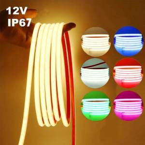 12V COB Led Neon Strip Light Tape Waterproof IP67 320 LEDs Flexible Milk Tube Liner Lighting 6 Colors 5m