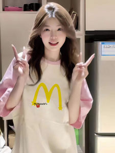 Dopamine Summer Short Sleeve Loose Women's T-shirt Korean Style Cotton Creative Print High School Junior High Student Top