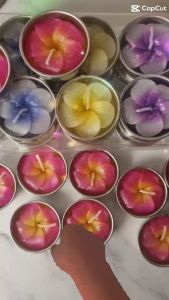 เทียนหอมดอกไม้ ลีลาวดี เทียนปั้นมือ เทียนทีไลท์ เทียนอโรมาสปา (1 แพค=10 ชิ้น) มีกลิ่นหอม