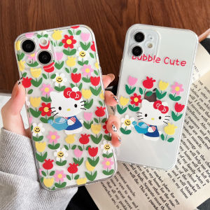 Cartoon Hello Kitty Flower Phone Case Full Cover Transparent Womens Protective Shell for Apple 12 iPhone 11 pro Max Cute Girlfriends