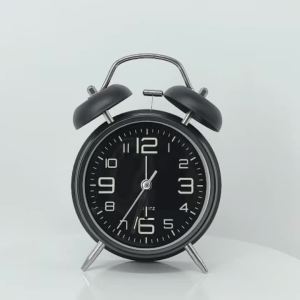 4 Luminous Twin Bell Alarm Clock Loud Non-Ticking Glow in The Dark Easy to Read Noiseless Bedside Clock for Bedroom Study Room