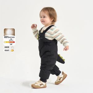 Thickened down Overalls Childrens Winter Outerwear Baby Boys Girls Windproof Trousers Nylon Fabric Duck down Filling Medium Waist