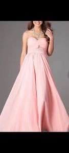 Soft Coral Chiffon Long Evening Gown | Strapless Formal Dress | Small | US Imported (Preloved)