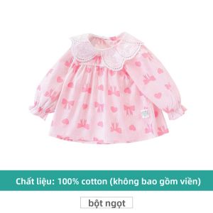 Hamqi | Áo Sơ Mi Cotton Màu Hồng cho Bé Gái Mùa Xuân & Thu