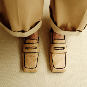 Spring New Raffia Handmade Breathable Womens Loafers