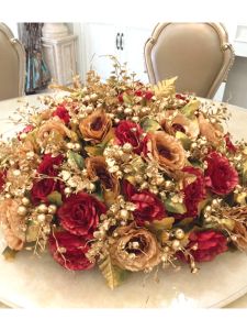 ชุดดอกไม้ประดับตกแต่งบ้านสไตล์ยุโรปขนาดใหญ่ ดอกไม้ปลอม กล้วยไม้ ดอกไม้รูปวงกลม ดอกไม้รูปวงกลม ชุดตกแต่งโต๊ะอาหาร