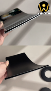 WoraSri BF311B ก๊อกอ่างล้างหน้าสายน้ำตกแบบฝังผนัง ผสมน้ำร้อน-เย็น วัสดุทองเหลือง สีดำ ผิวด้าน