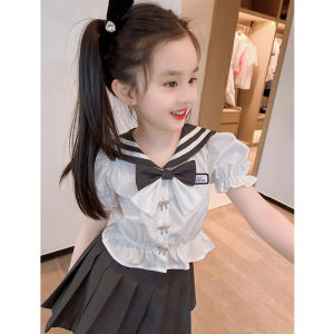 Girls Summer Outfit Set 2025 New Stylish Big Kids Dress College Style JK Skirt Short Sleeve Safety Class B Chinese Mainland Origin