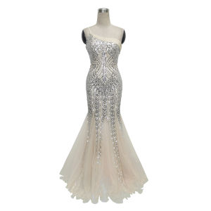 XINXUESHA Black Evening Dress with Sequins and Single Shoulder Embellishment Long Sleeveless Falling Skirt for Fashion Lovers