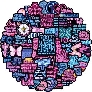 100Pcs Neon Bible Inspirational Quotes Graffiti Stickers for Skateboard Laptop Helmet DIY Giajar Sticker Store