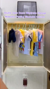 JOVNO Foldable Cabinet for Clothes Plastic Wardrobe With Magnetic Doors Stackable Clothes Storage Cabinet