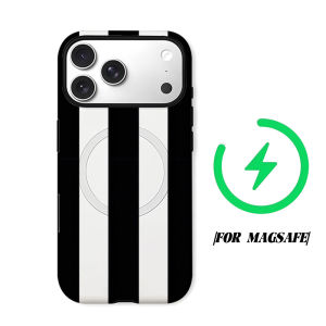 Classic Black White Vertical Stripe Phone Case for iPhone 18 17 16 15 14 13 12 11 Air Pro Max Plus Double-layer Cover