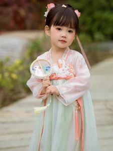 Autumn Fairy Princess Hanfu Dress Baby Girl Long Skirt Traditional Chinese Clothing Early Autumn Style A-Line Polyester Fiber