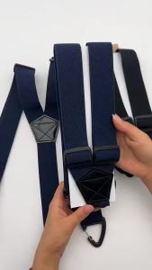 Heavy Duty Suspenders for Men Work Biker Outdoor 3.8cm Wide X-Back with 4 Snap Hook Adjustable Elastic Trouser Braces Strap Belt