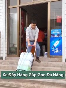 Xe Đẩy Gấp Gọn Đa Năng [ TẶNG KÈM DÂY BUỘC ] Xe Đẩy Hành Lý Xe Kéo Hàng Đi Chợ Khung Thép Chịu Lực Sơn Chống Gỉ