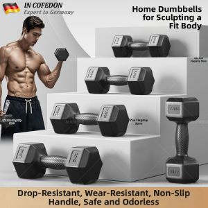 TINGSIMENG | Hexagonal Rubber-Coated Dumbbell 10kg Pair