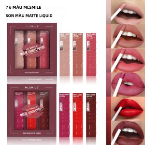 Bộ Son Lì Dạng Lỏng MLSMILE 3 Cây Chất Nhung Mịn Lâu Trôi Không Dính Chống Nước Kích Thước Đầy Đủ Giúp Cải Thiện Làn Da