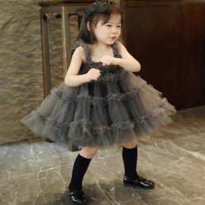 Princess Style Tulle Skirt Dress for Girls Birthday Year Old Childrens Fashionable Puffy Sleeveless Dresses Polyester Fiber