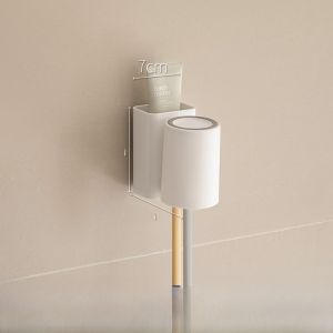 Wall-Mounted Toothbrush Holder Bathroom Organizer No-Drill Design Toothpaste Electric Toothbrush Cup Rack Minimalist Japanese Style