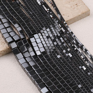 Hạt Đá Hematite Tự Nhiên Hình Vuông Đen Để Làm Đồ Trang Sức Tự Làm Vòng Tay Vòng Cổ Hạt Cách Điệu Rời 2mm-10mm