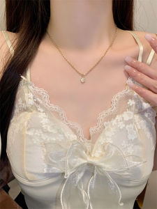 Gold Opal Pendant Necklace for Women Refined and Simple Fashion All-Match Clavicle Chain Fancy Niche Style Temperament Necklace