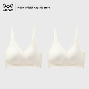 miiow | MiiOW Ice Silk Womens Bra Thin Summer Backless Seamless Anti-Sagging Cool Feeling One-Piece No Steel Ring V-Neck 3/4 Cup