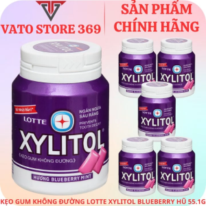 Kẹo gum không đường LOTTE XYLITOL hương blueberry hũ 55.1g