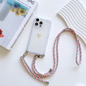 Fashion Lanyard Case For Samsung Galaxy S26 Ultra S25 S24 FE S23 Plus S21 S20 Shockproof Crossbody Cord Strap Wave Clear Cover