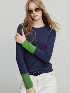 Toyouth | Fall New Arrival Color Block Patchwork Stretch Slim Long Sleeve T-Shirt