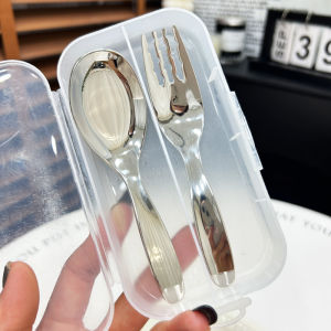 ช้อนและตะเกียบสเตนเลส 316 ชุด 2 ชิ้น ช้อนตัก ช้อนตักน้ำ ตะเกียบ ชุดอาหารแบบพกพาสำหรับนักเรียน