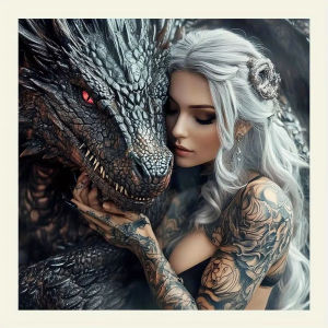 500PCS 51X51CM Jigsaw Puzzle Woman and Black Dragon Puzzle Perfect for DIY Creative Fun with FamilyGift teasing Toy