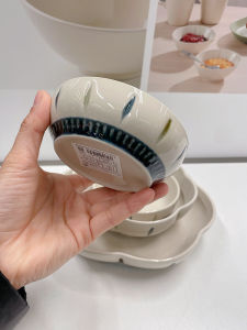 Japanese Style Ceramic Dinnerware Set: High Temperature Resistant Flower Plate & Microwave Safe Retro Ceramic Flavor Snack Plate