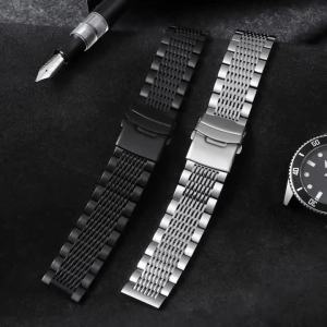 18mm 20mm 22mm 24mm Polished Solid Stainless Steel Watch Strap for Seiko Bands Folding Buckle Diving Business Metal Men Bracelet
