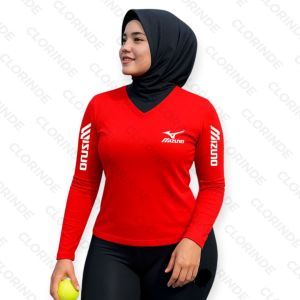 Baju Olahraga Atasan Wanita Lengan panjang Kaos Jersey Training Running Lari Badminton Senam