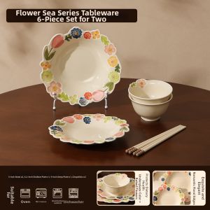 Retro Embossed Floral Underglaze Ceramic Bowl