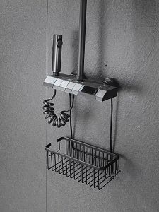 Removable Bathroom Shelf No Drilling - Aluminum Shower Rack with Basket | Rustproof Storage for Shampoo & Toiletries