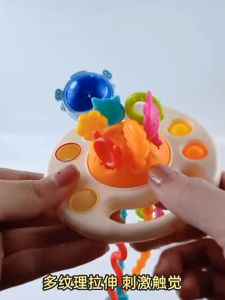 Baby  Pull String Toy Rattle Teether Soft Rubber Montessori Early Education & Development