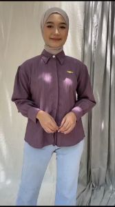 Kemeja Lengan Balon Baju Muslim Wanita Atasan Lengan Panjang Polos