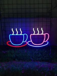 Creative Coffee Cup Shaped Lamp Festival Party Glowing Hanging Decoration Battery USB Dual Use Atmosphere Sensation Bar Stall