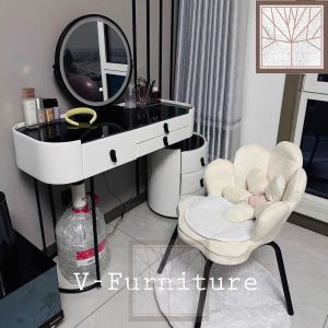 (Liên hệ shop đặt hàng) Bàn trang điểm nhập khẩu BP-11 kèm ghế gương LED có sạc không dây cổng USB và loa bluetooth