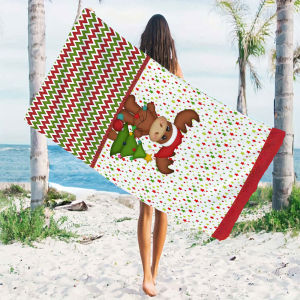 christmas reindeer tree Beach Towels Ultra Lightweight Quick Drying Super Absorbent Summer Essential Fast-Drying Towel for Beach