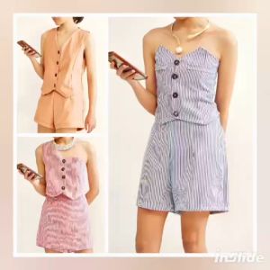 Lindsay FREE INNER TUBE TOP Plain Color Textured Vest Skort Set