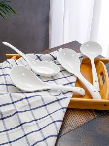 Large Home Use Long Handle Soup Spoon Porcelain Rice Porridge Serving Spoon Soup Ladle Kitchen Cooking Utensils Restaurantware
