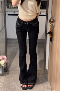 MANMI | Retro Black Flared Low Waist Jeans
