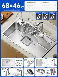 JIAYUN | Chậu Rửa Bếp Đơn Lớn Phong Cách Nhật Bản 304 Thép Không Gỉ