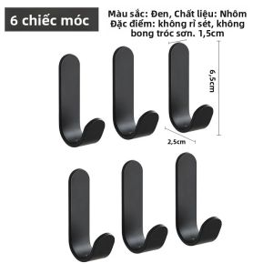 Móc Dán Tường Không Cần Khoan Chống Nước Chắc Chắn Dùng Cho Nhà Tắm Khăn Tắm Chìa Khóa Nhà Bếp Áo Khoác Móc Treo Bằng Nhôm Chất Kết Dính Viscose