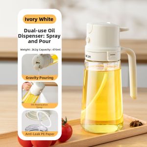 Suncha | Dual Nozzle Kitchen Oil Bottle with Sprayer and Pourer
